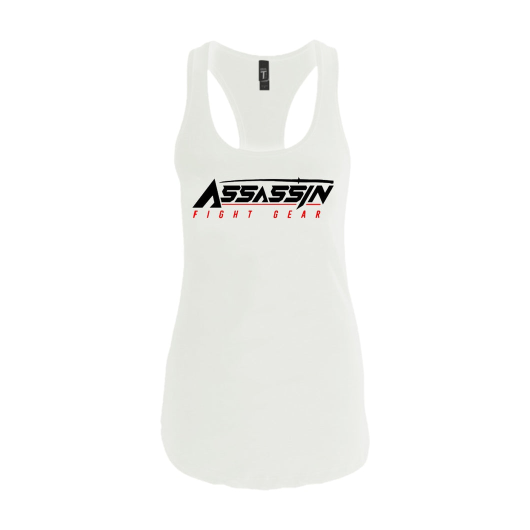 Women's White Racer Back (red logo)